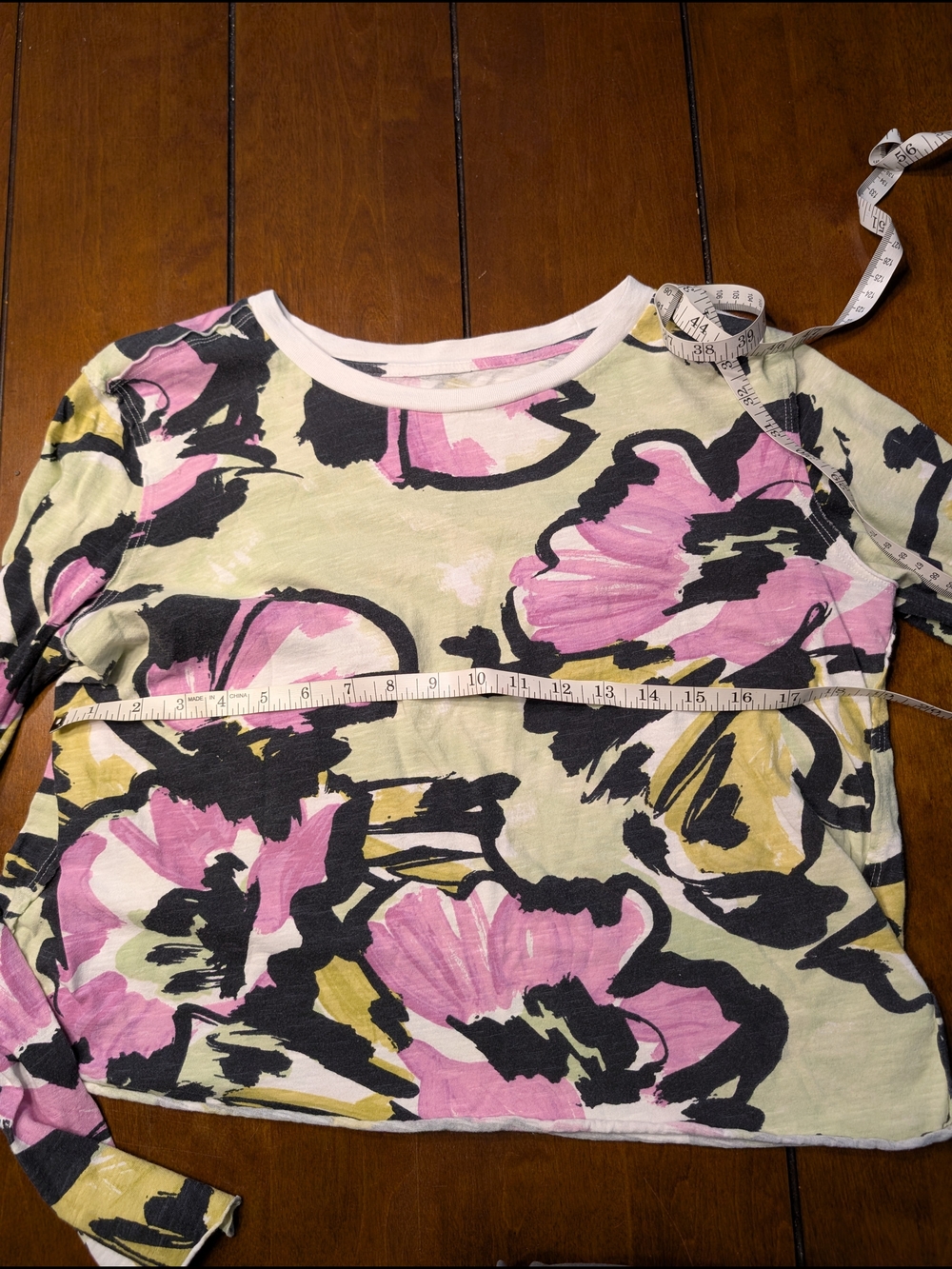 Maeve Anthropologie Abstract Floral Crop Long Sleeve Top Size M - Picture 3 of 6